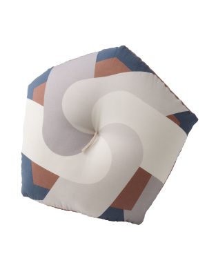 FUTON TOKYO Zabuton (Japanese Cushion) "COTTON WA" Hexagon/Blue