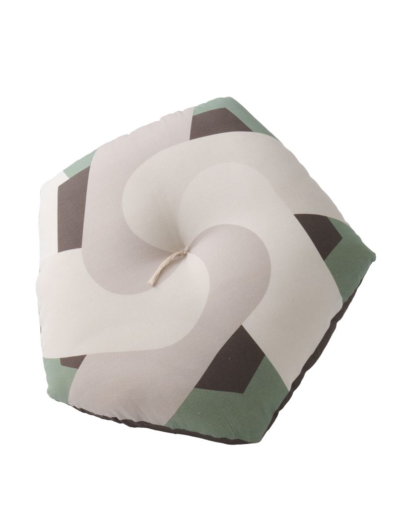 FUTON TOKYO Zabuton (Japanese Cushion) "COTTON WA" Hexagon/Green