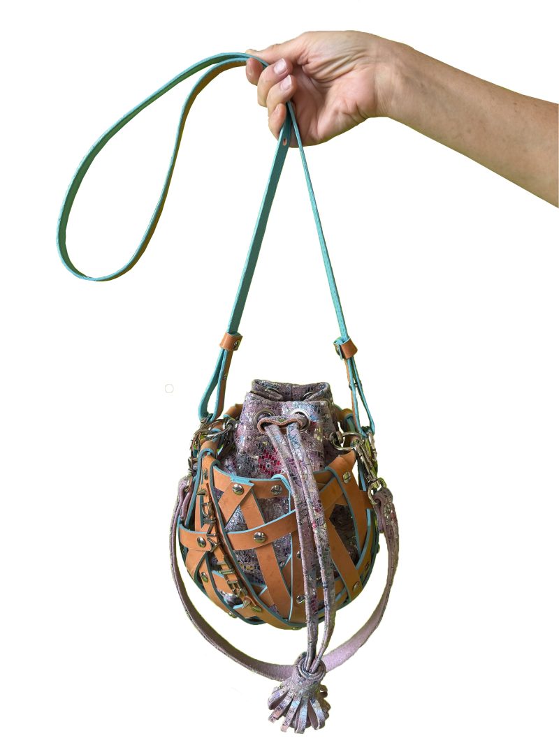 Dina Tiles Architektur And Design Shoulder Leather Bag Small Flowers - Image 2