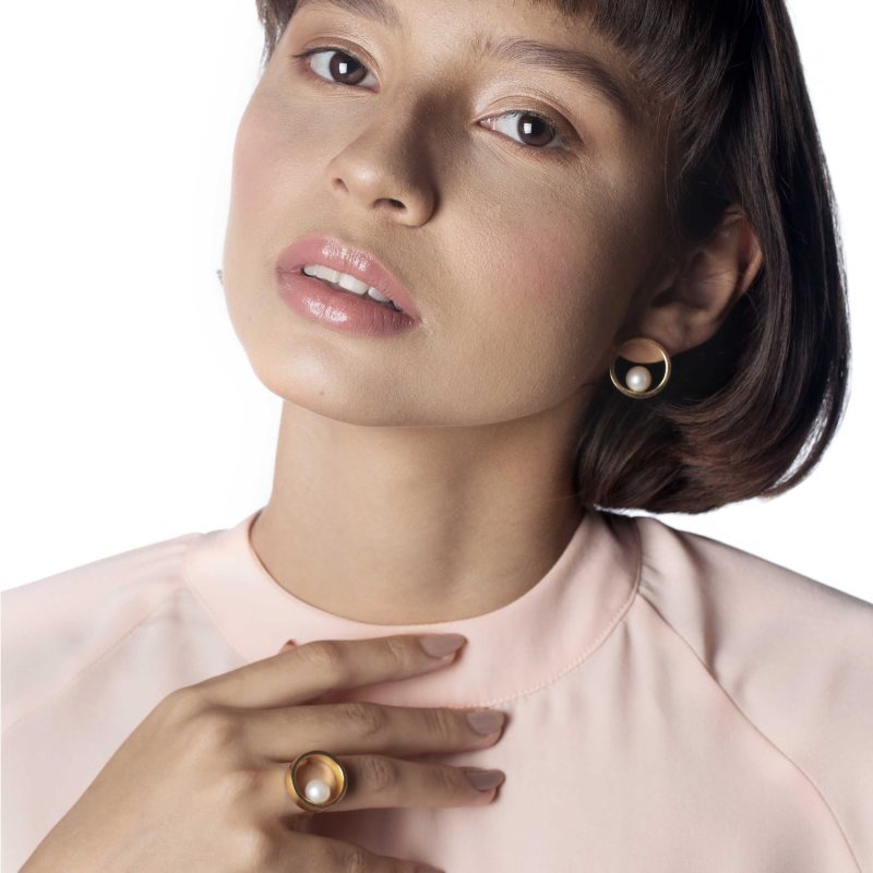 Cyntia Tomi Yellow Faux Pearl Ring - Image 2