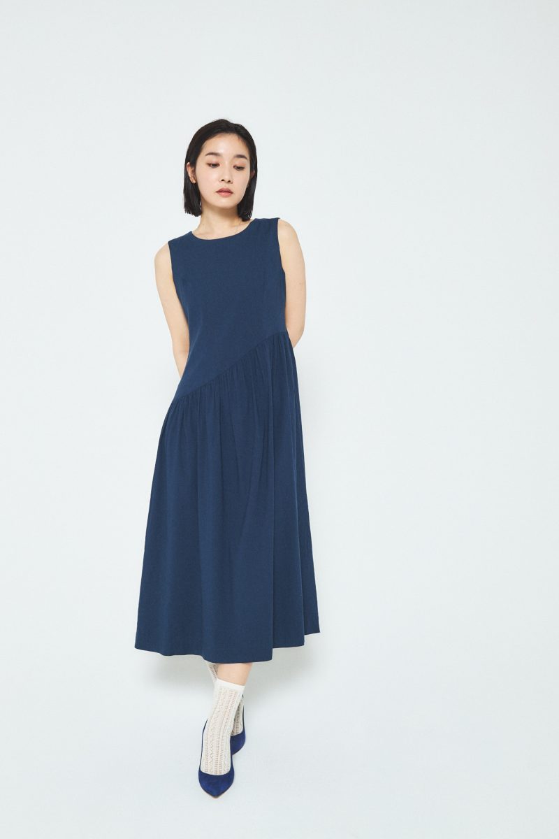 A.SHIMUS Navy Linen Midi Dress - Image 3