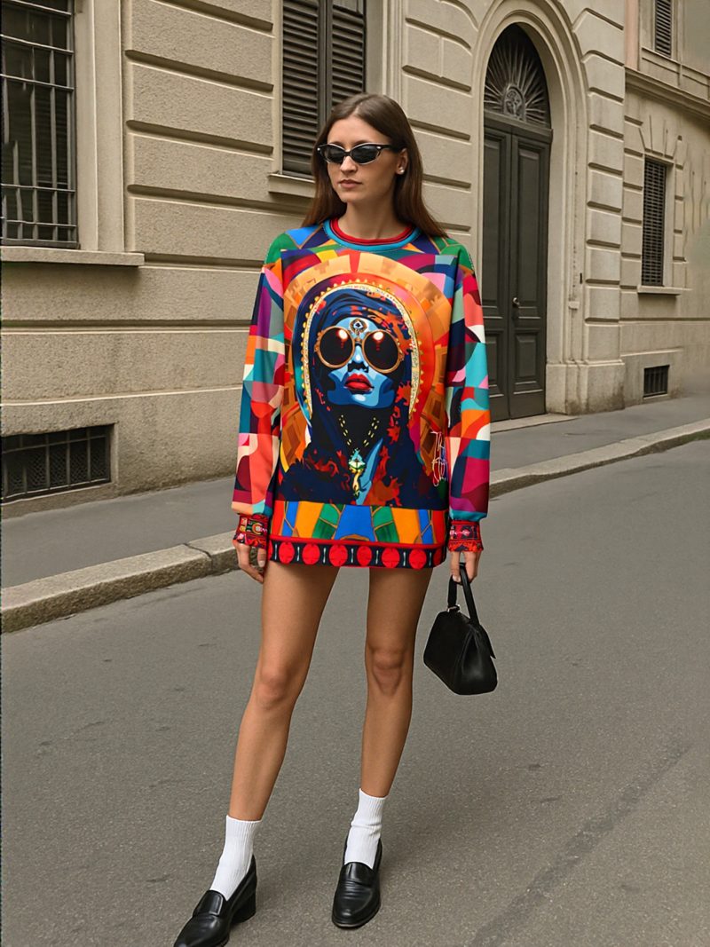 SingleTree Lane Holy Divinity Black Madonna Wearable Art Top - Image 2