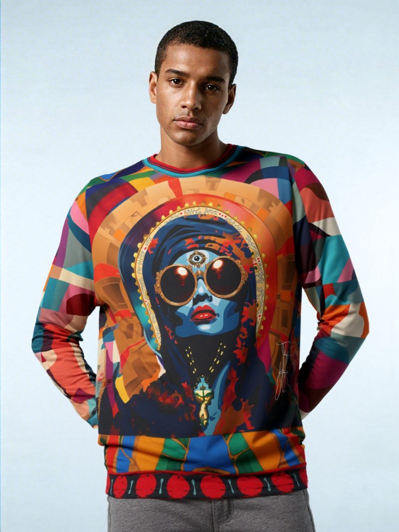 SingleTree Lane Holy Divinity Black Madonna Wearable Art Top - Image 4