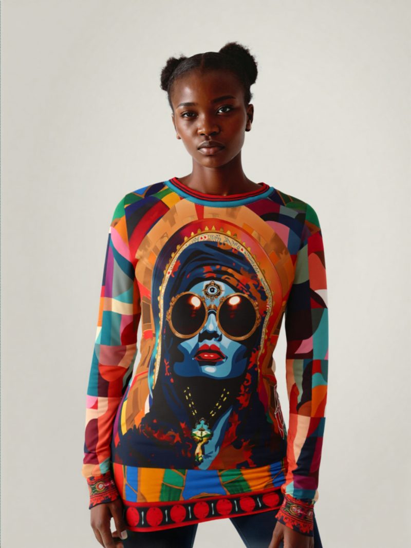 SingleTree Lane Holy Divinity Black Madonna Wearable Art Top - Image 5
