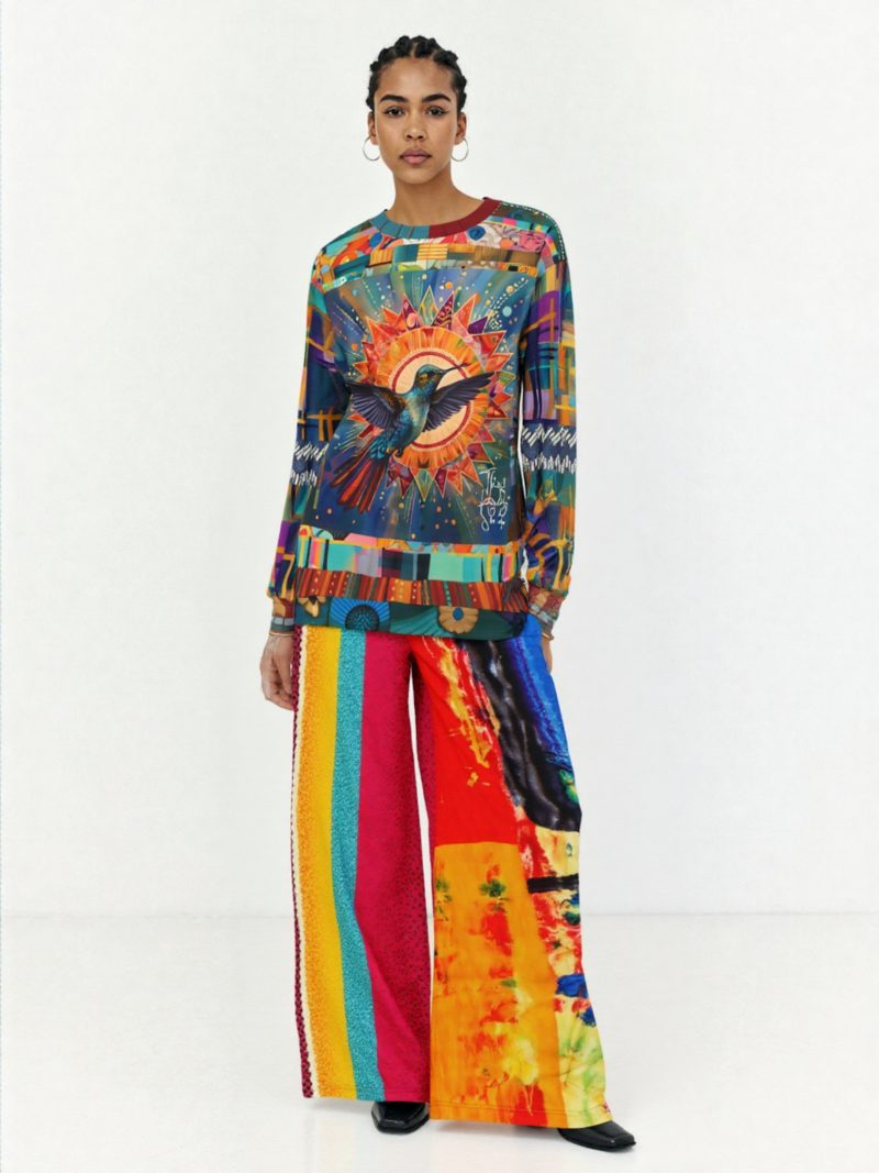 SingleTree Lane Hummingbird In Sunburst Skies Wearable Art Top - Image 5