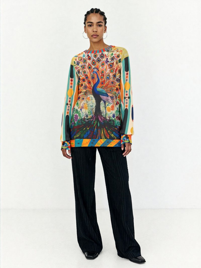 SingleTree Lane Rainbow Peacock In Jubilee Art Nouveau Top - Image 2