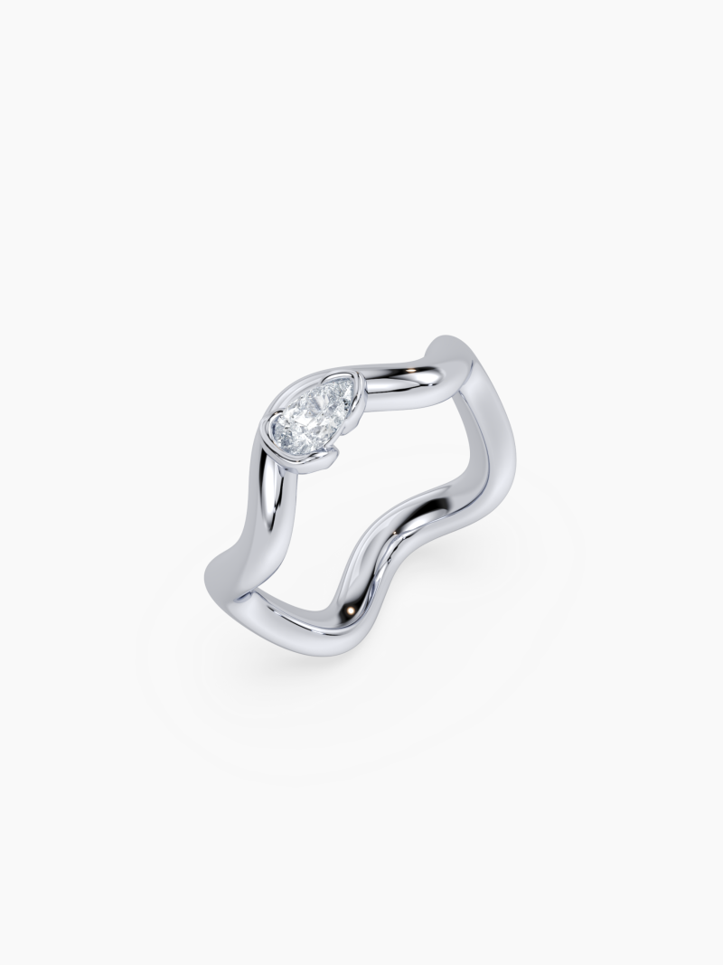 SETTE Jewelry Silver Coquette Pear Lab Diamond Pinky Ring - Image 2