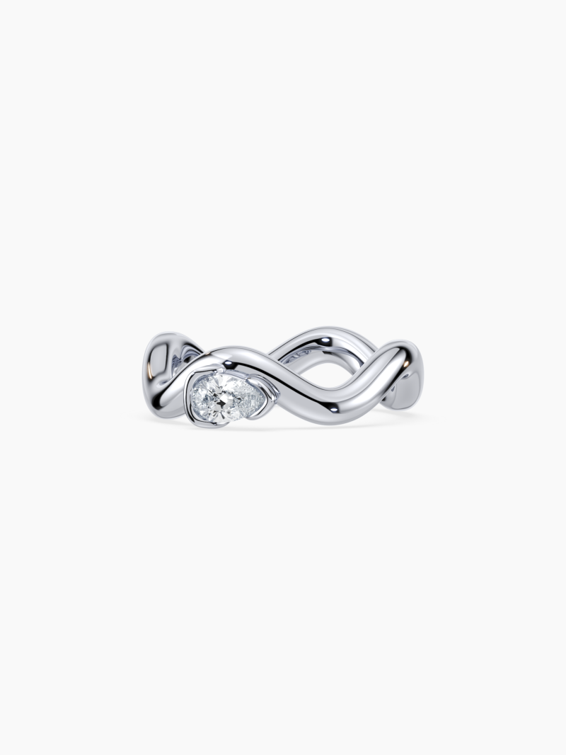 SETTE Jewelry Silver Coquette Pear Lab Diamond Pinky Ring - Image 3