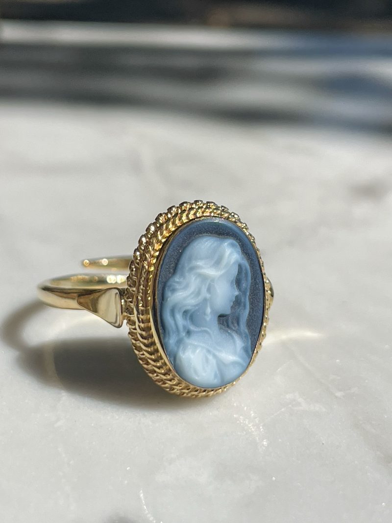 Studio Dust To Gold Italy Annie Mae Blue Cameo Ring - Image 3