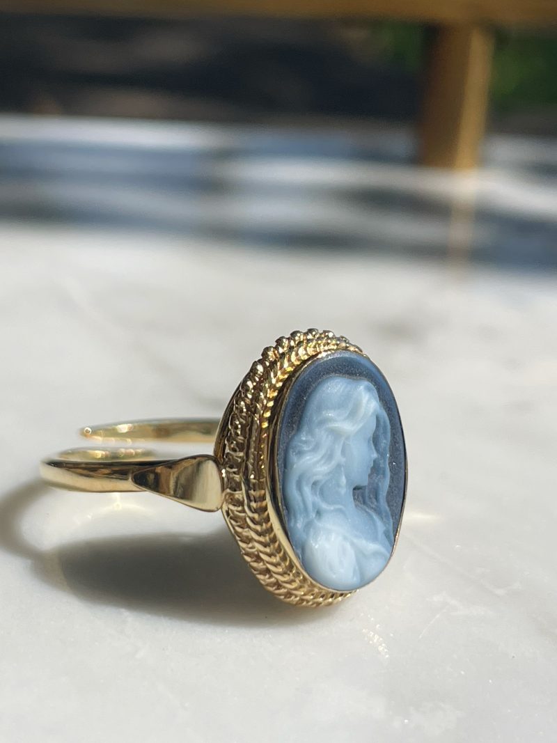 Studio Dust To Gold Italy Annie Mae Blue Cameo Ring - Image 4