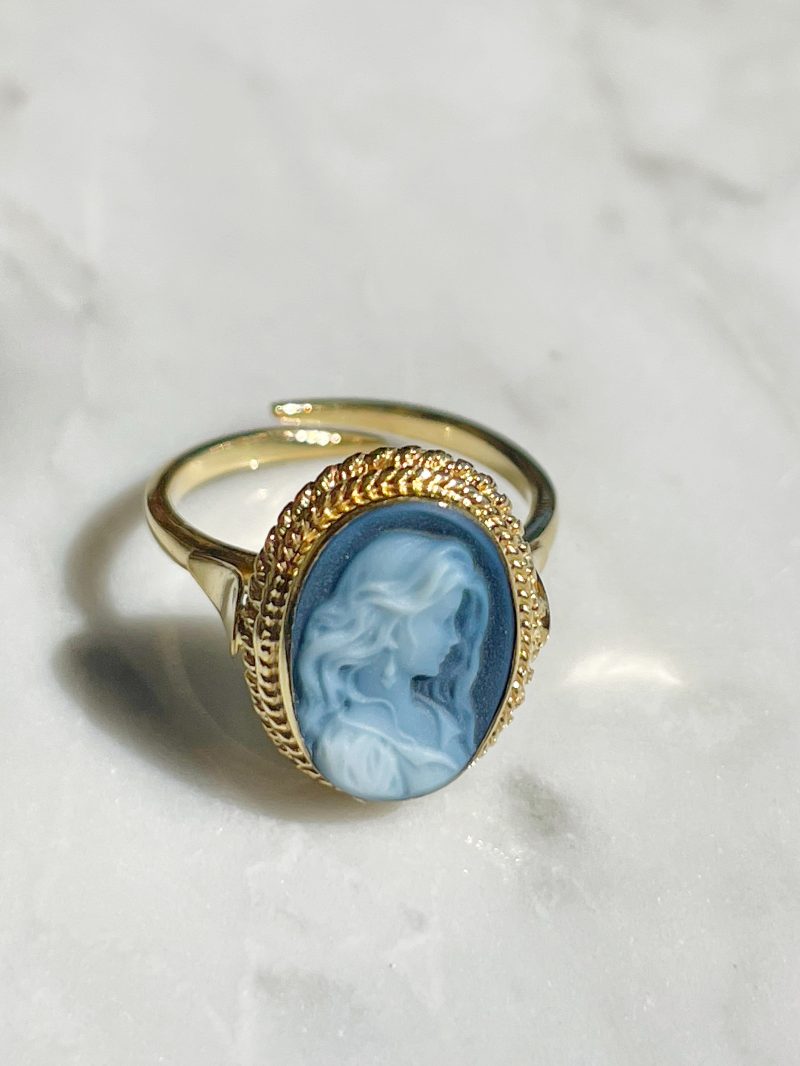 Studio Dust To Gold Italy Annie Mae Blue Cameo Ring - Image 5