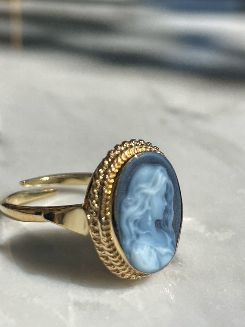 Studio Dust To Gold Italy Annie Mae Blue Cameo Ring - Image 6