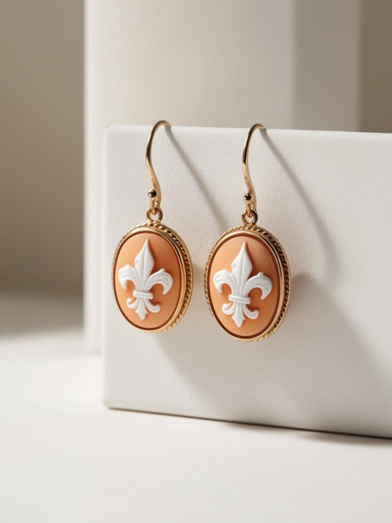 Studio Dust To Gold Fleur De Lis Cameo Earirngs - Image 3
