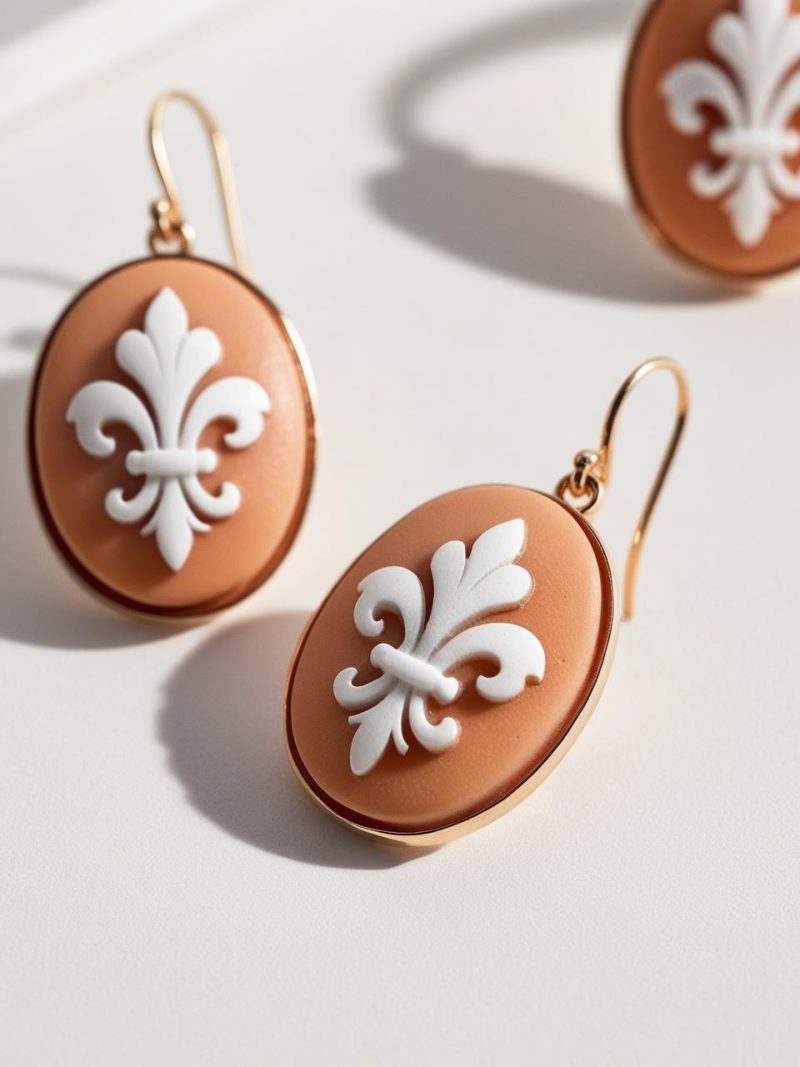 Studio Dust To Gold Fleur De Lis Cameo Earirngs - Image 4