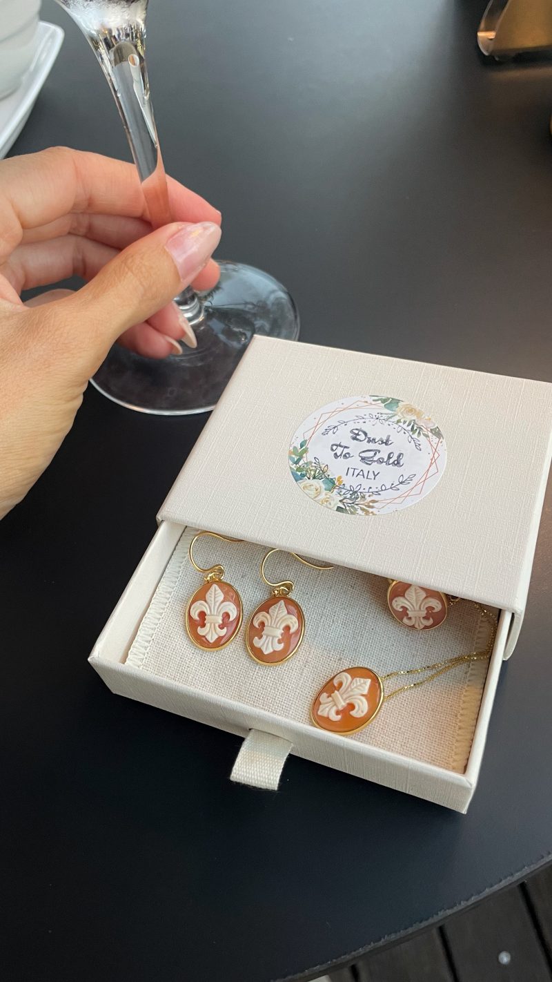 Studio Dust To Gold Fleur De Lis Cameo Earirngs - Image 6