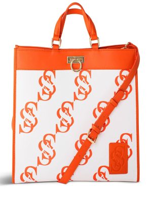 Sebastien DuPont Orange Faux Leather Large Tote