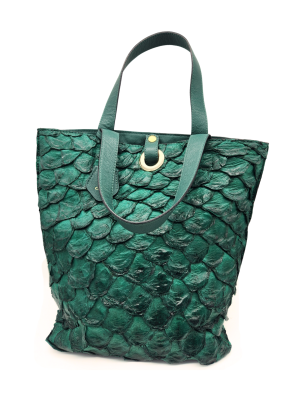 Singular By Tainara Cruvinel Green Leather Large Tote