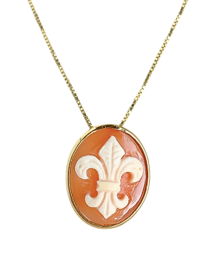 Studio Dust To Gold Fleur De Lis Cameo Necklace