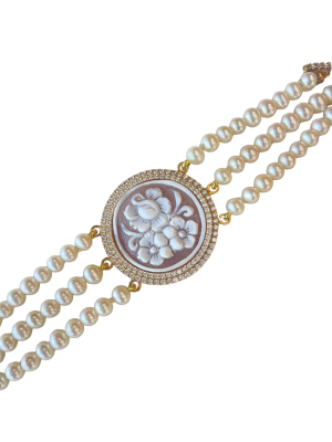Studio Dust To Gold Cameo & Freshwater Pearl Bracelet