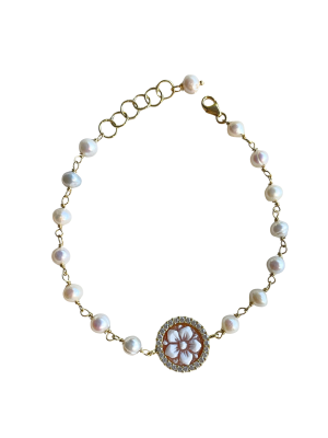 Studio Dust To Gold Annabelle Cameo & Freshwater Bracelet