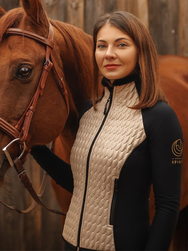 HORSE Spirit Sports Active Hybrid Jacket Beige/Black - Image 4