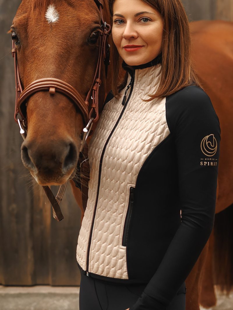 HORSE Spirit Sports Active Hybrid Jacket Beige/Black - Image 3