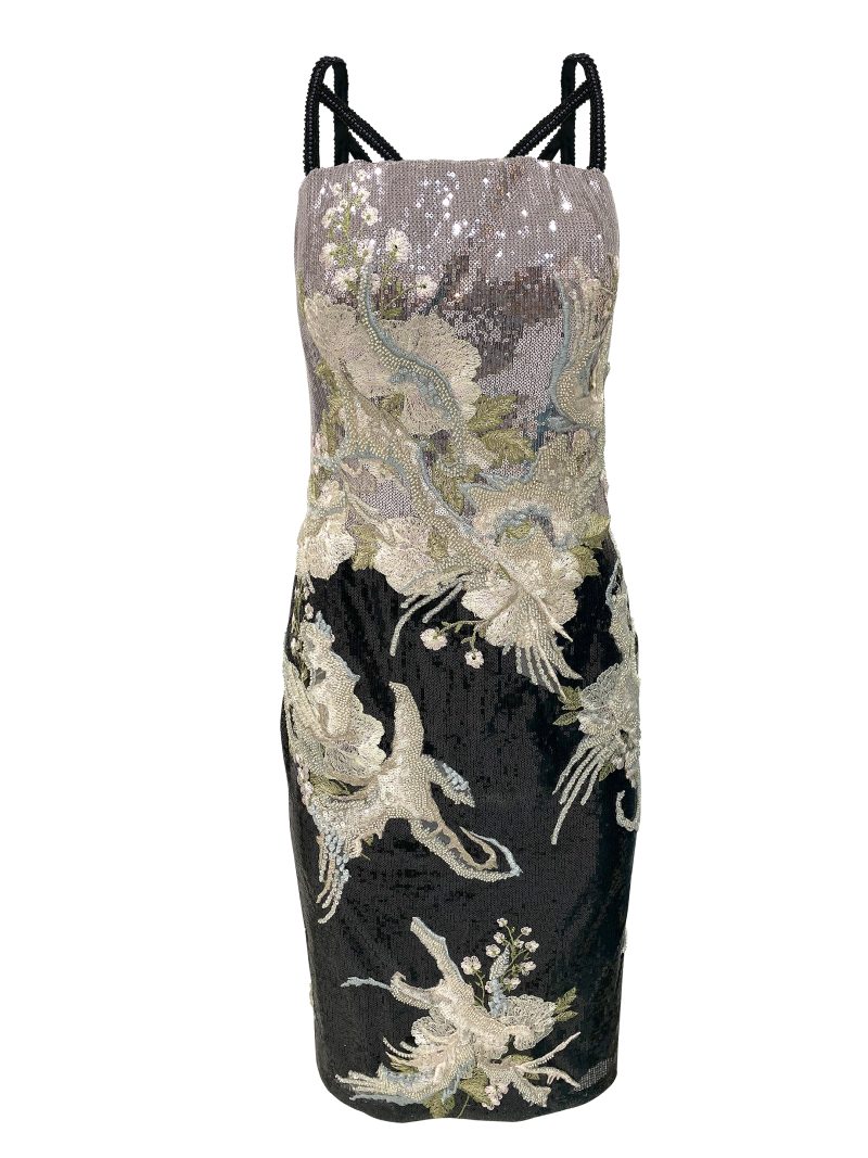 OLIVER TOLENTINO Silver Cocktail Dress