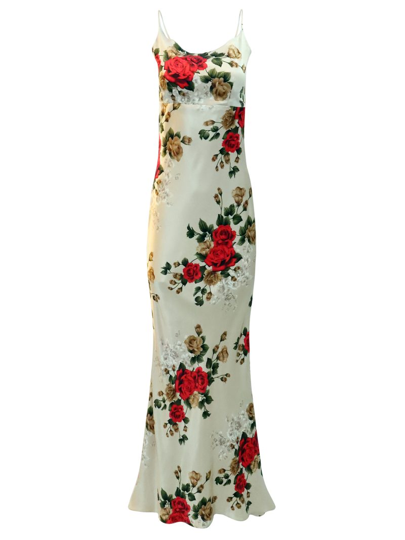 OLIVER TOLENTINO Floral Print Gown Dress
