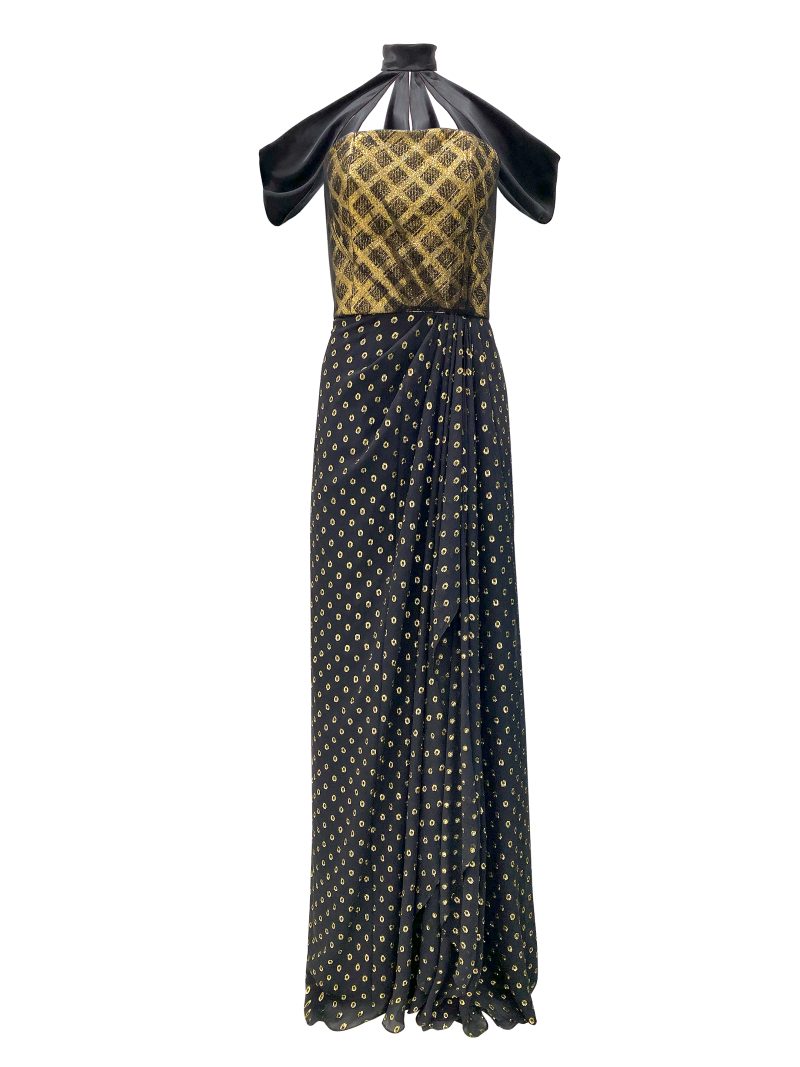 OLIVER TOLENTINO Gold Evening Dress