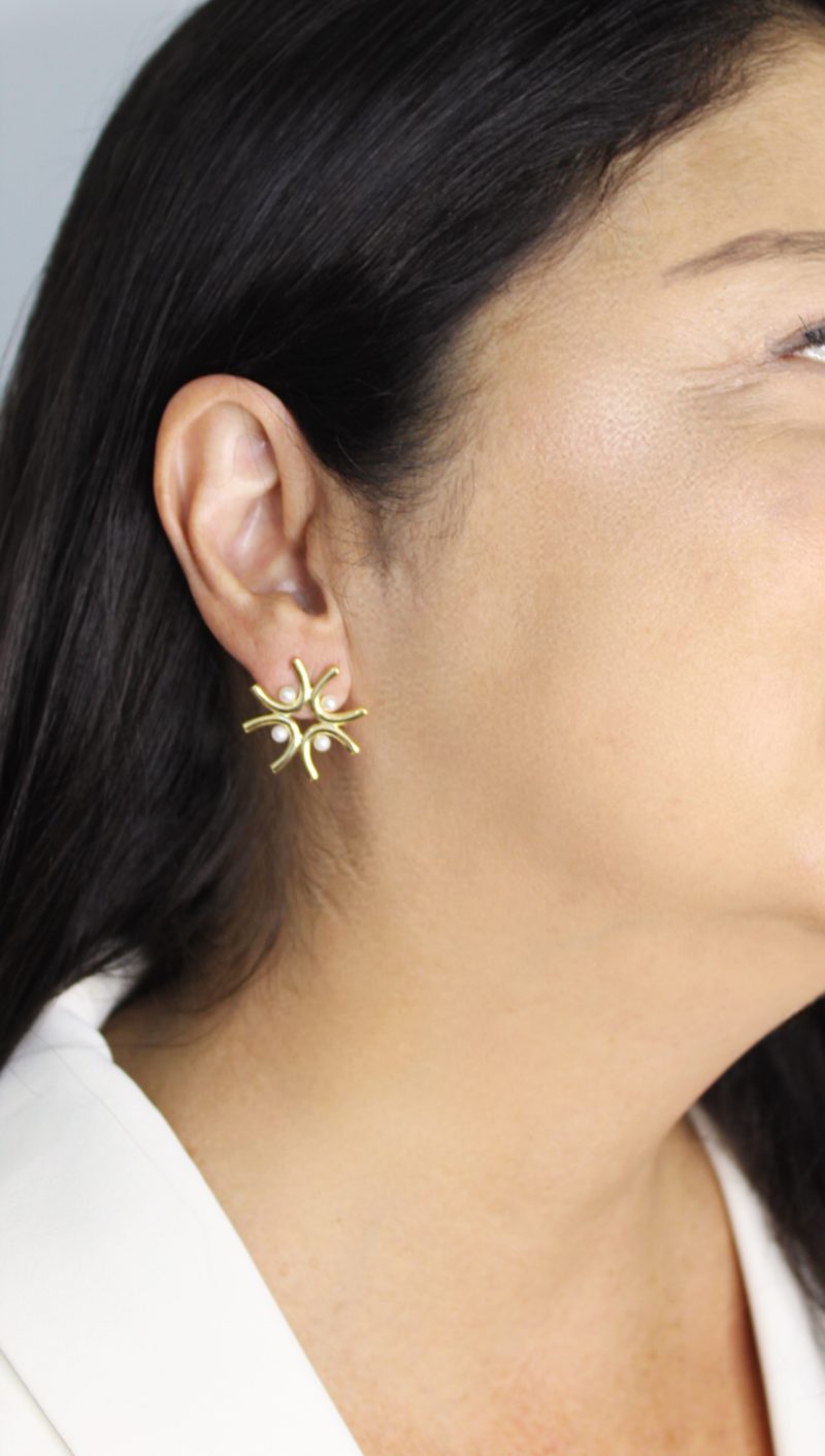 Cyntia Tomi Yellow Faux Pearl Earrings - Image 2