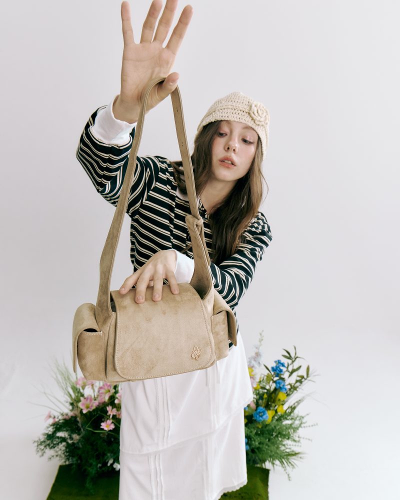 PATH T CHA Rocco Shoulder & Cross Body Bag - Suede Linen - Image 6