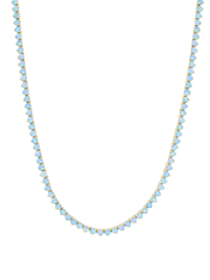 House Of 29 X Melinda Maria Not Your Basic Blue Opal Tennis Necklace 18"