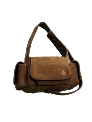 PATH T CHA Rocco Shoulder & Cross Body Bag - Suede Autumn Brown