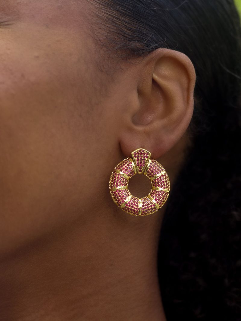 Kybele Studio Donut Hoop Earrings In Pink - Image 3