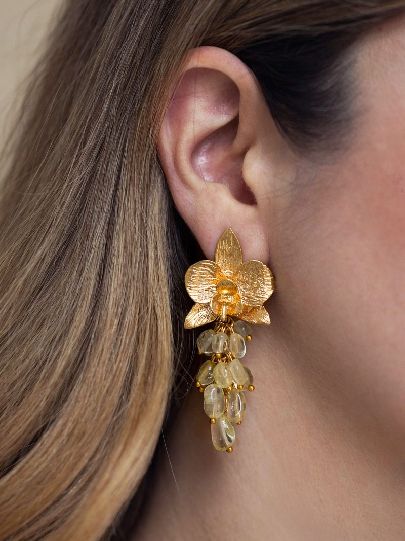 Kybele Studio Orchid Bloom Citrine Gemstone Earrings In Gold - Image 3