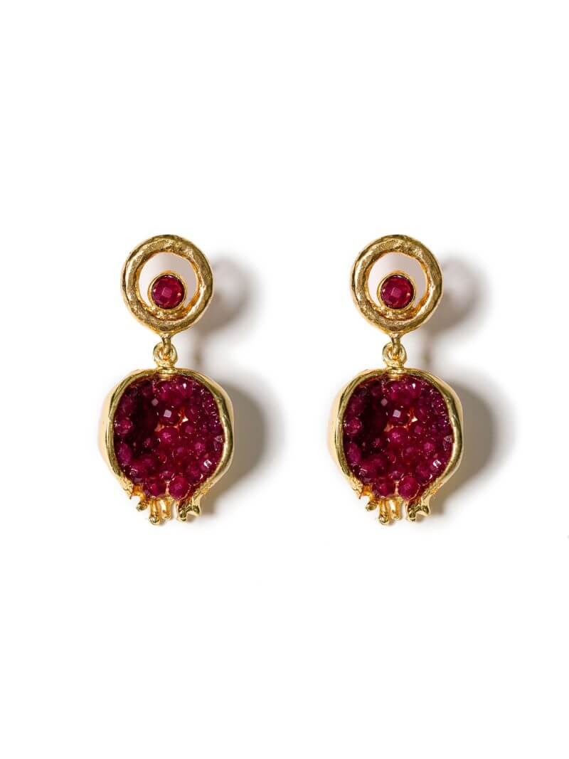 Kybele Studio Pomegranate Earrings With Jade Accents