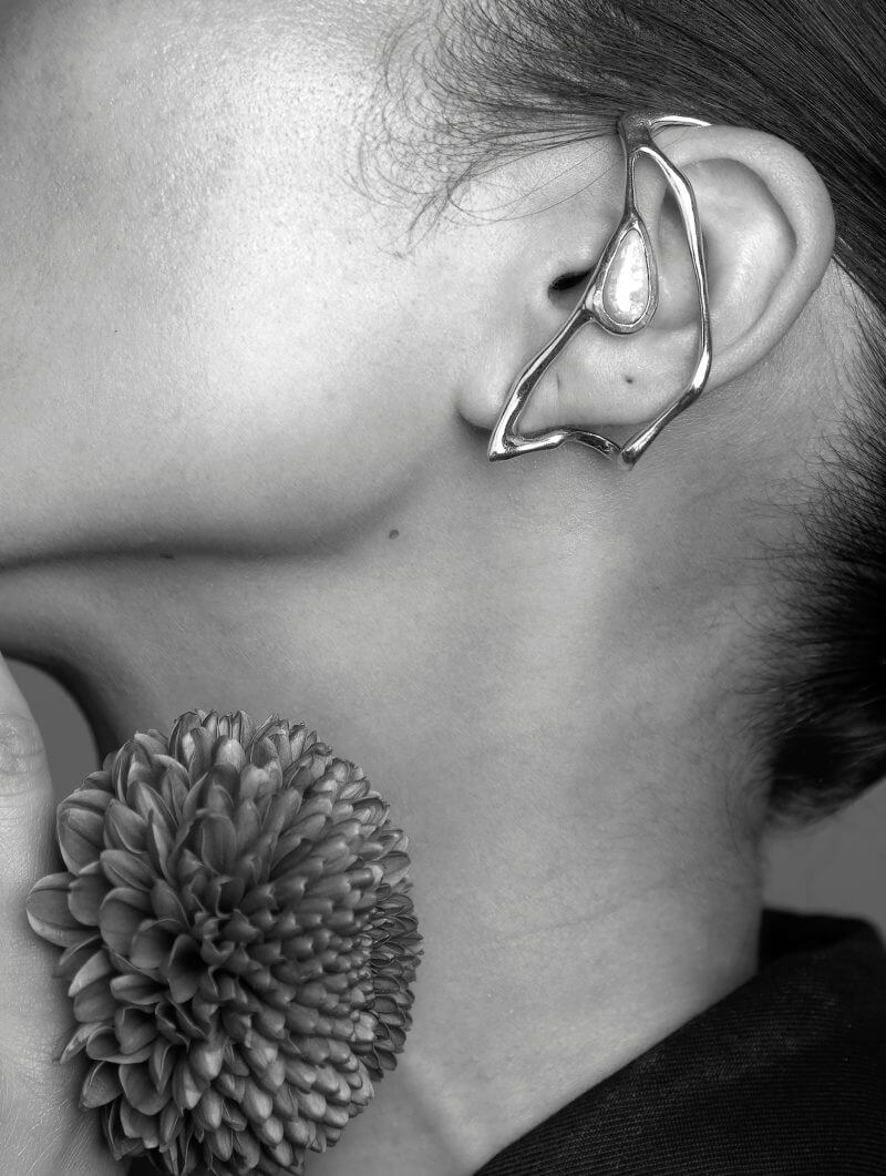 Binadi Studio Silver Opal Ear Cuff - Image 3