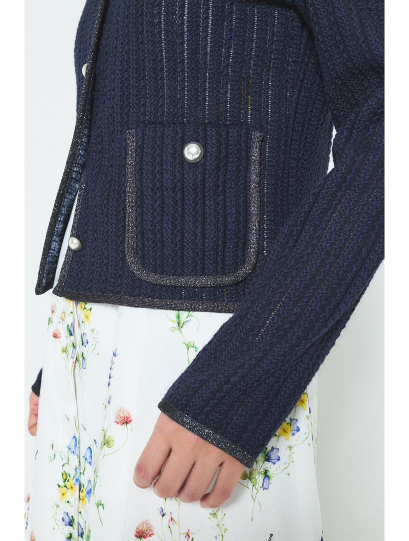 A.SHIMUS Navy Lace Knit Cardigan - Image 2