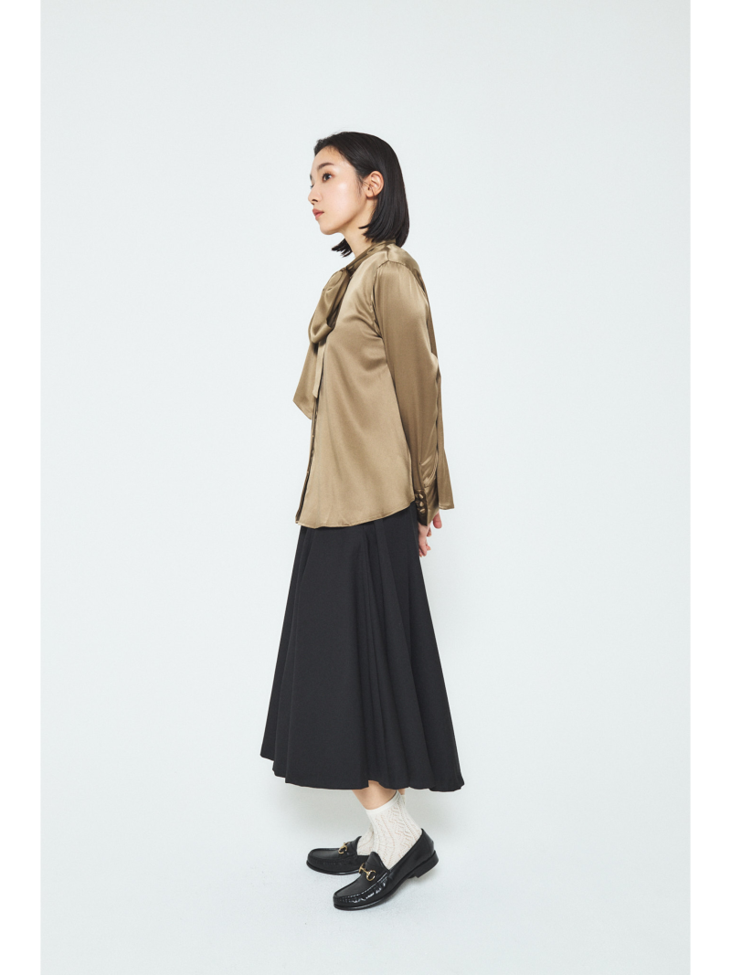 A.SHIMUS Khaki Silk Bow Blouse - Image 4
