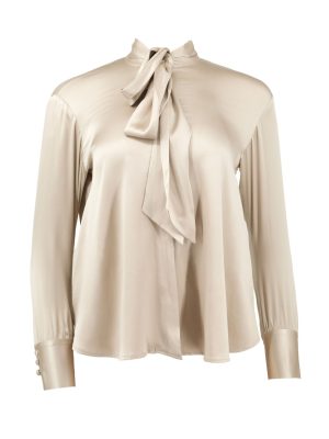 A.SHIMUS Beige Silk Bow Blouse