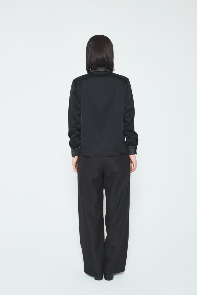 A.SHIMUS Black Fancy Tweed Button Up Shirt - Image 4