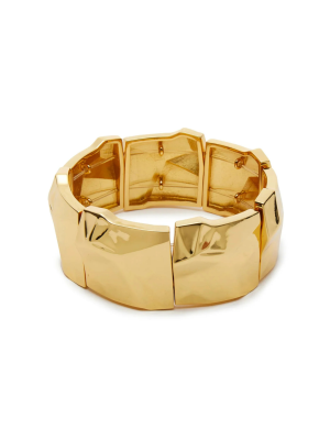 House of 29 x Lele Sadoughi Gold Tetra Bracelet – modern geometric statement bracelet in polished gold, designer collaboration jewelry with bold yet minimalist design, hinged cuff style for easy wear, versatile stacking bracelet that pairs with everyday outfits or evening looks, chic gold jewelry trend 2025, timeless yet contemporary bracelet perfect for layering, gifting, or elevating your jewelry collection.