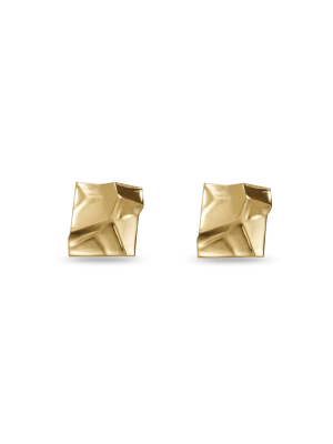 House of 29 x Lele Sadoughi Gold Tetra Button Earrings – modern geometric stud earrings in polished gold, designer collaboration jewelry with bold yet minimalist button design, lightweight everyday earrings with architectural edge, chic gold statement studs perfect for workwear, evening looks, or casual outfits, versatile stacking and layering earring trend 2025, timeless yet contemporary accessory and gift idea for her.