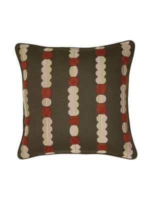 JORO Marigold Cushion Cover - Green + Terracotta