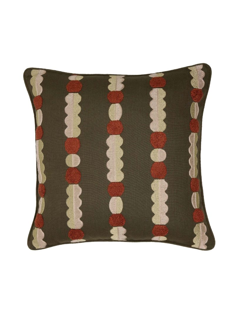 JORO Marigold Cushion Cover - Green + Terracotta