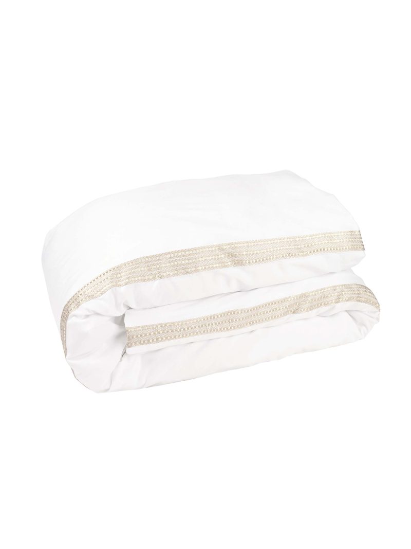 JORO Raha Embroidered Duvet Cover - Classic White & Gold