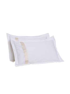 JORO Raha Embroidered Pillowcases - Classic White & Gold