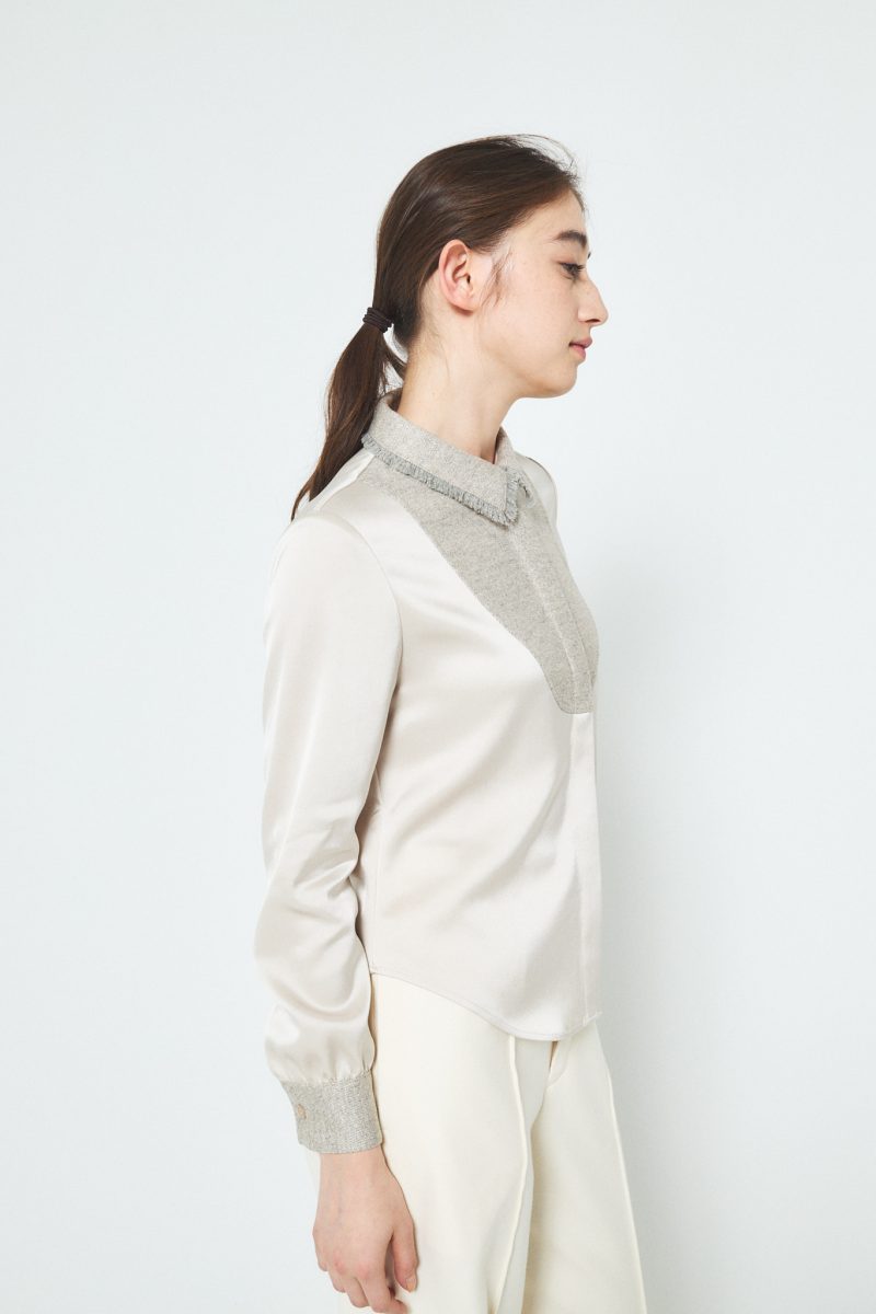 A.SHIMUS Beige Fancy Tweed Button Up Shirt - Image 5